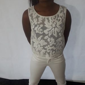 White mesh Forever 21 crop top